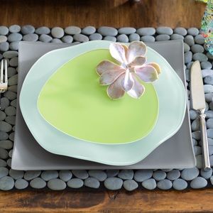 Viva Terra recycled glass square dinner plates.